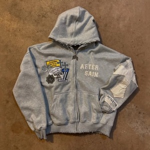 Parche personalizado trabajo sudaderas con capucha Streetwear de gran tamaño pulóver sudaderas con logotipo bordado ácido lavado diseño al por mayor - Product Image 3