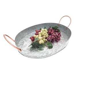 Bandeja de servicio de metal galvanizado rústico de nueva llegada con mango de cuerda de aspecto elegante fabricado en India - Product Image 2