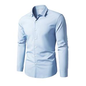 เสื้อเชิ้ตเดรสผ้าซาตินแขนยาวทรงเข้ารูปคลาสสิกสำหรับผู้ชาย สกรีนโลโก้ได้ สีพื้น ระบายอากาศได้ดี ผ้าถักทอ ไซส์ใหญ่ สำหรับฤดูใบไม้ร่วง - Product Image 1