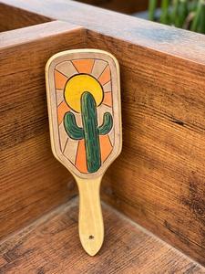 วินเทจมือทาสีไม้แปรงผมPaddleร้อนขายไม้ไผ่Paddleผมหวีสไตล์ตะวันตกทุกวันผมอุปกรณ์เสริม - Product Image 2