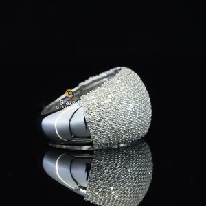 แหวนฮิปฮอปทรงกลมสุดเท่ทันสมัยสำหรับผู้ชายแหวนฮิปฮอปกลม้อนสีขาว10K ประดับเพชร - Product Image 2