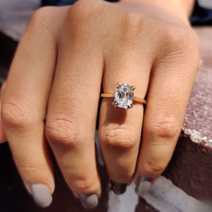 Vvs Lab Grown Cushion Cut Diamond Engagement Wedding Rings for Women in 10kt Solid Gold - Product Image 2