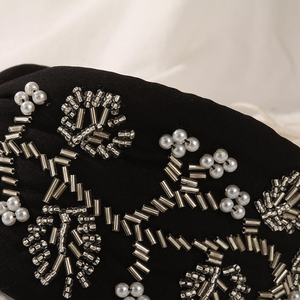 Diademas Bordadas a Mano con Tela, Flores de Esponja de Alta Costura, Diademas con Cuentas Preppy Importadas - Product Image 3