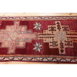 2.7x12.1 ft <b>Runner</b> Vintage Turkish Rug, <b>Red</b> Southwestern Wool Rug - Product Image 3