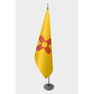 Drapeau d'intérieur officiel du Nouveau-Mexique, personnalisé, 3x5 pieds, en polyester et soie, avec logo personnalisé, impression numérique, mât de drapeau en aluminium et fibre de verre - Product Image 1