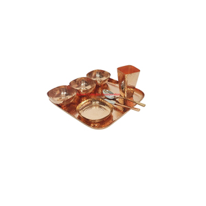 Service de dîner Thali en bronze de haute qualité avec vaisselle en métal indien traditionnel gravé au design floral pour la maison et le restaurant - Product Image 4