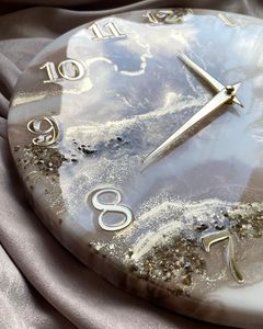 Friendly Epoxy Resin <b>Wall</b> <b>Clock</b> Modern Design Battery Operated Customized Size Luxury Home <b>Decor</b> Wedding Gift - Product Image 3