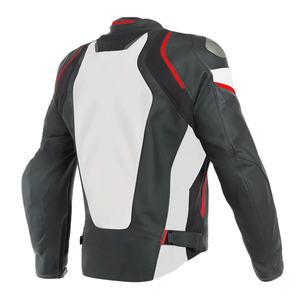 Men's Custom Breathable Winter Racing White Black Red Cowhide Leather High Performance Motorbike Jacket - Product Image 2