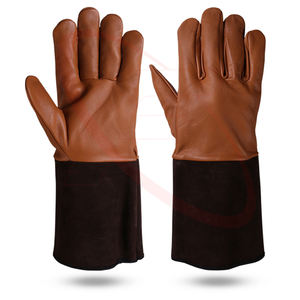 Gants en cuir de chèvre pour le travail industriel pour hommes, très résistants, non doublés, avec pouce à l'aile, bruns, vente à chaud, luvas de soldagem tig - Product Image 1