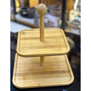 Support à gâteau en bambou à 2 étages, plateau de service en forme de cœur, support de présentation de desserts et de cupcakes en bois naturel pour les fêtes et les mariages - Product Image 4