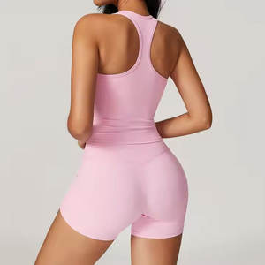 Conjunto de 2 piezas de ropa deportiva personalizada para mujer, gimnasio, deportes, Fitness, camisetas sin mangas, mallas de Yoga, conjuntos de entrenamiento físico para mujer - Product Image 6