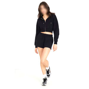 Vêtements de rue décontractés bonne vente vêtements d'extérieur de la plus haute qualité ensemble sweat à capuche et short en coton pour femmes - Product Image 2