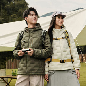 Chaqueta acolchada impermeable con capucha para hombre con cuello levantado y logotipo frontal suave al tacto invierno Puffer - Product Image 6