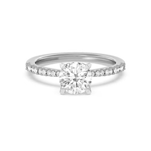 แหวนเพชรทรงกลมแบบคลาสสิก เพชรเลี้ยงในห้องปฏิบัติการ ตัวเรือนทองคำแท้ 14K  แบบสี่กรงเล็บ  ระดับความสะอาด F-VS2  พร้อมใบรับรอง - Product Image 2