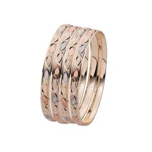Wholesale 3 Tone Custom Textured Bangles, Multi Tone Jewelry, 3 Tone Plated Bangles, <b>Fashion</b> Luxury Bangles, Tri Color Bangles. - Product Image 1