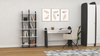 Escritorio de estudio Hope de aglomerado de 18mm de Venta caliente del fabricante turco, diseño moderno con banda de borde gris para dormitorio o escuela