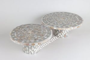 Hot Selling Eid & Ramadan Special <b>White</b> Mother of Pearl <b>Cake</b> <b>Stand</b> Steel and Glass Chocolate Display <b>Stand</b> for Baking Cupcakes - Product Image 3