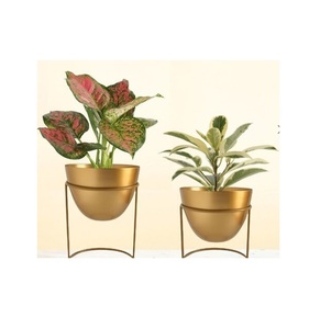 Juego de 2 piezas de maceta de Metal plateado con soporte extraíble de Metal para el hogar, sala de estar, interior, exterior, balcón, decoración, maceta de Metal - Product Image 3