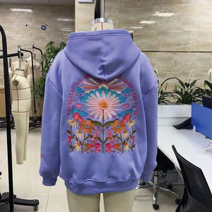 Vintage Retro Floral <b>Aesthetic</b> Oversized 3D Embroidery Lavender Affirmation Graphic Front Sweatshirt Casual Streetwear <b>Hoodie</b> - Product Image 1