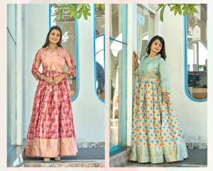 Designer Anarkali Jacquard Robe Longue Style Traditionnel Prêt à Porter pour les Fêtes et les Soirées Collection Budget-Friendly - Product Image 1