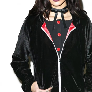 Unisex High Quality <b>Velvet</b> Bomber <b>Jackets</b> with Down Filling Fashionable Front Logo Embroidery Design - Product Image 1