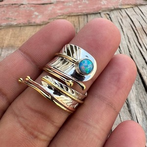 Bague classique faite à la main 925 bijoux en argent massif pour femmes 925 argent Sterling opale pierre précieuse Boho Style bague cadeau pour soeur - Product Image 3