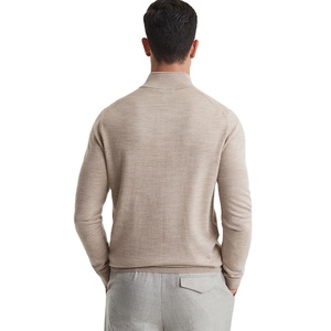 Custom Men's Merino Wool and Cotton Half Zip <b>Funnel</b> Neck for Polo Knit Shirt Solid Color Sweater in Plus Sizes for Winter - Product Image 5