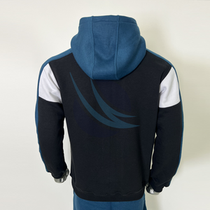 Ensemble de survêtement pour homme tendance, deux pièces, sweat-shirt et pantalon, coupe ajustée décontractée, survêtement en molleton avec panneau contrasté OEM pour le streetwear - Product Image 6