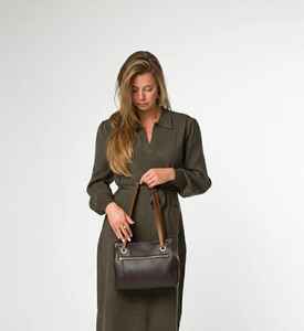 Sac fourre-tout en cuir véritable brun foncé pour femmes, sac à bandoulière bicolore, sac à main de travail à trois compartiments, USA - Product Image 5