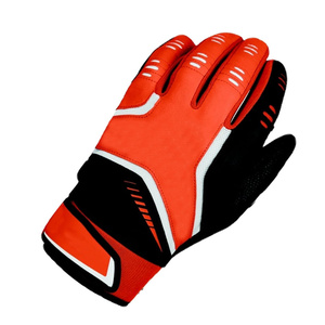 KATBROS INDUSTRY Baseball Batting Gloves Pitcher Position Full Finger Leather Breathable Waterproof Customizable <b>Red</b> Black - Product Image 4