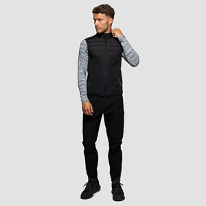 Logo réfléchissant fermeture éclair complète veste Gilet noir pour hommes avec poches zippées d'accès facile et matelassage à l'avant et à l'arrière - Product Image 3
