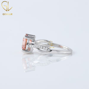 Vente chaude 14K Or Blanc 1.5CT Coupe Ronde Lab Cultivé Morganite Rose Couleur Twisted Solitaire Avec Accent Bague de Fiançailles - Product Image 5