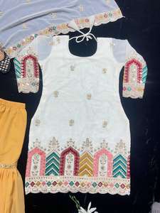 Heavy Designer Faux Georgette Heavy Embroidery Sandwich Sequence Work Top and Pant With Fancy Lace Border Cut Work Dupatta - Product Image 3