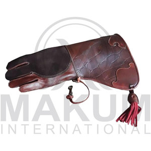 Gants de fauconnerie en cuir marron, gants de chasse au faucon, gants respirants thermiques de sécurité pour l'extérieur - Product Image 3