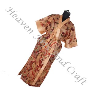 KL012 2024 colección de verano seda largo Vintage Sari Kimono largo ropa informal longitud completa Vintage Sari Kimono largo bohemio verano - Product Image 3