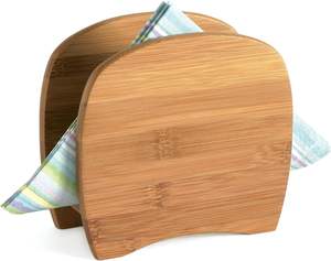 Porte-serviettes en bois de bambou, 6 "x 2-3/4" x 5-1/2 "Porte-serviettes vintage pour tables Base en acier et en bois Cuisine et salle à manger Dec - Product Image 2