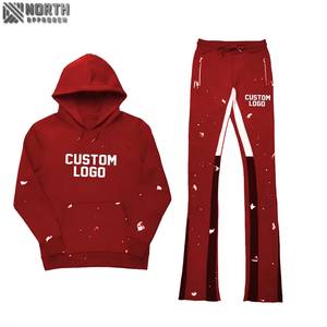 Chándal holgado de algodón OEM 100% para hombre, Conjunto personalizado de 2 piezas, Conjunto de sudadera con capucha y pantalones de chándal, conjunto deportivo de chándal de gran tamaño personalizado para hombre - Product Image 5