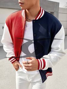 Personnalisé Hommes Vintage Varsity Veste Patchwork En Cuir Broderie Patches Collège Baseball Letterman Couleur Hiver Mouton Bouton - Product Image 3