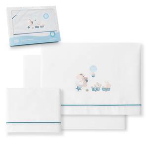 Juego de 3 Piezas de Ropa de Cama para Cuna Modelo JIRAFRA de Estilo Clásico, Sábanas para Bebé 100% Algodón con Patrón de Personajes Tejidos - Product Image 1