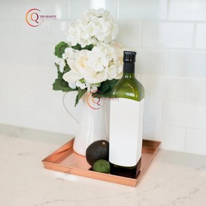 Plateau de service carré en cuivre poli brillant Plateau de service de meilleure qualité Plateau de service plaqué à l'aspect fantaisie fait à la main à bas prix - Product Image 3