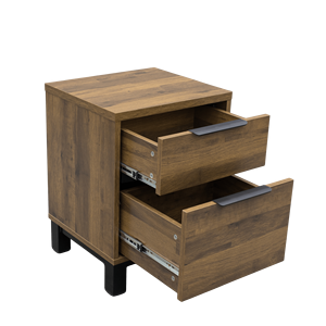 Minimalist Modern 2-<b>Drawer</b> Solid Wood Nightstand with Metal Legs 12-Month Warranty Bedroom Furniture Includes Assembly - Product Image 3