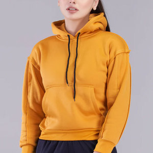 Sudaderas con capucha de mujer de alta calidad con mangas largas de secado rápido estilo informal teñido liso para invierno - Product Image 2