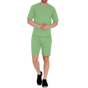Wholesale Customized 100% Cotton <b>Men's</b> Twin Set Premium Quality <b>Green</b> Plus Size Drawstring Closure Stylish Design for Summer - Product Image 1