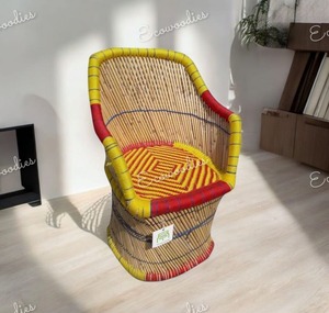 Chaise en rotin de bambou moderne tissée unique Chaise Sarkanda en osier de bambou naturel fabriquée à la main Chaise de patio pour salon de jardin - Product Image 1