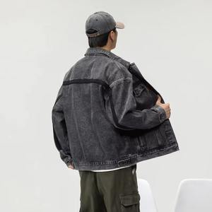 แจ็กเก็ตผ้ายีนส์โอเวอร์ไซซ์สำหรับผู้ชายเสื้อผ้าลำลองแบบติดกระดุมลายหินแนววินเทจผ้าใส่ในฤดูใบไม้ร่วงออกแบบได้ตามต้องการ - Product Image 6