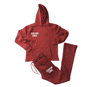Ensemble survêtement décontracté pour homme, style streetwear, sweat-shirt à capuche surdimensionné et pantalon de survêtement en coton 100% respirant, avec fermeture éclair - Product Image 1