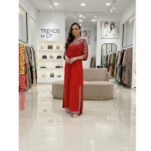 Vestido de Noche Modesto de Terciopelo Francés de Lujo, Bordado a Mano, Abaya Kaftan para Mujer |   Ropa de Fiesta Paquistaní al por Mayor Kuwait - Product Image 3