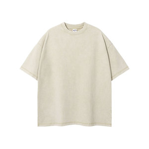 T-shirts en coton surdimensionnés pour hommes Coupe ample Vintage Lavé Unisexe Manches courtes T-shirts décontractés - Product Image 2