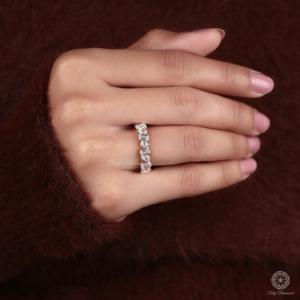 Lab Grown Diamond Wedding Band Pera y Esmeralda Corte 14K Oro - Product Image 2