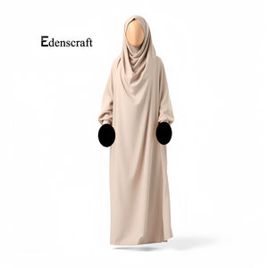 Premium solide Simple Style modeste robe élégante pour Abaya femmes parole longueur respirant Polyester léger manches longues - Product Image 1